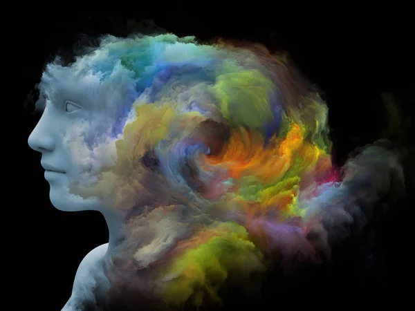 Mind Fog Series Rendering Human Face Morphed Fractal Paint Suitable — Stock Photo, Image