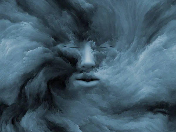 Gedankennebel Serie Darstellung Des Menschlichen Gesichts Mit Fraktaler Farbe Geeignet — Stockfoto