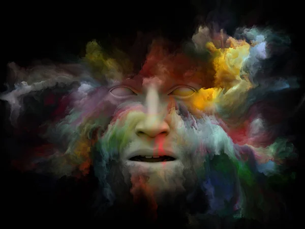 Mind Fog series. 3D illustrtion of human head morphed with fractal paint and suitable for use in the projects on inner world, dreams, emotions, creativity, imagination and human mind