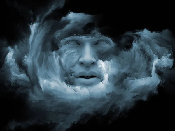 Mind Fog Series Illustration Human Face Morphed Fractal Paint Projects — Stock Photo, Image