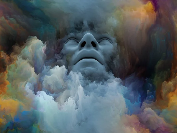 Mind Fog series. 3D rendering of  human face morphed with fractal paint to complement your design on the subject of inner world, dreams, emotions, creativity, imagination and human mind