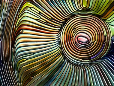 Sıvı Desen serisi. Lekeli camdan yapılmış soyut tasarım Doğa, güzellik ve maneviyat konularında Art Nouveau 'yu anımsatıyor.