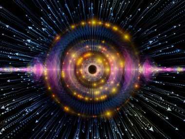 Dalga fonksiyonu serisi. Renkli sinüs titreşimler kompozisyon, ışık ve fraktal elemanları ses ekolayzer, mecazi ilişkisi ile müzik spektrum ve kuantum olasılık