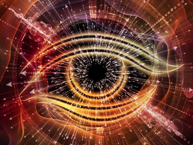 Bilgi serisi gözü. Bilim, eğitim ve modern teknoloji zemin tasarımı göz simgesini ve için patlama ok çalışır