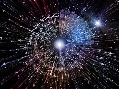 Bilgi patlama serisi. Oklar ve fraktal öğeleri bilim, bilgi teknoloji ve eğitim konusunda patlama soyut tasarım yapılmış