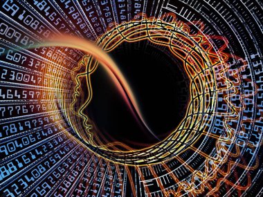 Adam ve numaraları serisi. Zemin sembolik insan profili ve bilim, bilgi teknolojisi ve eğitim konusu üzerinde rakamlar