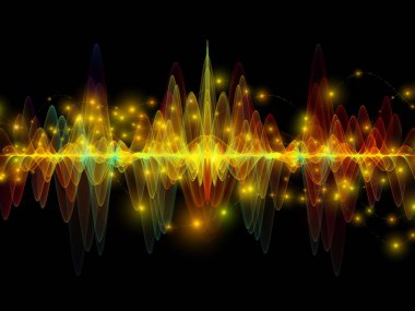 Dalga fonksiyonu serisi. Renkli sinüs titreşimler, ışık ve fraktal öğeleri ses ekolayzer, müzik projelerde için uygun bir zemin olarak spektrum ve kuantum olasılık
