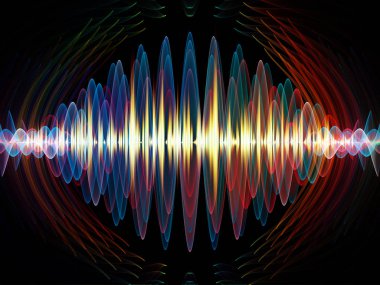 Wave Function series. Composition of  colored sine vibrations, light and fractal elements to serve as backdrop for projects on sound equalizer, music spectrum and  quantum probability clipart