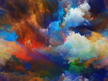 Soyut Renk serisi. Sanat, yaratıcılık ve hayal gücü üzerine çalışmalar için tuval üzerinde hareket halindeki renkli boyanın görsel olarak tatmin edici bileşimi