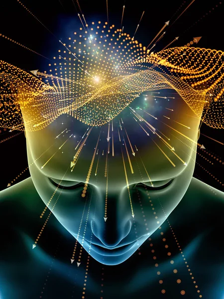 Elements Mind Series Illustration Human Head Symbols Technology Subject Science — Stock Photo, Image