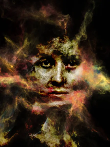 Surreale Serie Dust Portrait Composizione Del Fumo Frattale Ritratto Femminile — Foto Stock