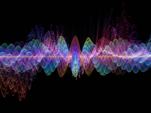 Серия Wave Function Фон Цветных Синусовых Вибраций Светлых Фрактальных Элементов — стоковое фото