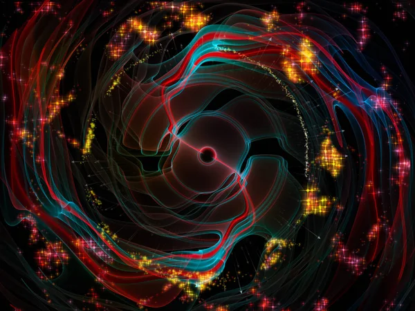波動関数のシリーズ 音のイコライザーをテーマに光とフラクタルの要素 色の正弦振動の背景組成音楽スペクトルと量子確率 — ストック写真