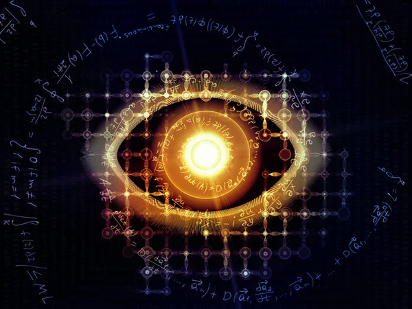 Auge Des Wissens Zusammenspiel Von Augensymbol Zahlenformel Und Lichtblitz Zum — Stockfoto