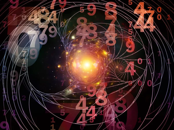 Math of Reality series. Background design of numbers, lights and fractal patterns on the subject of mathematics, education and science