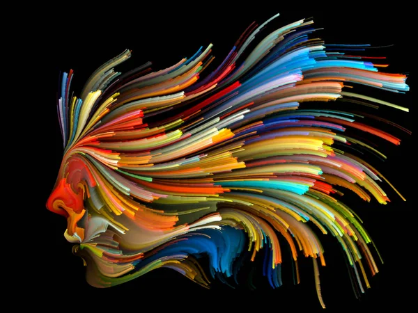 Série Face Color Fond Profil Humain Lignes Colorées Peinture Mouvement — Photo