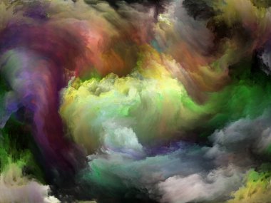 Soyut Arkaplan serisi. Renk ve tuval üzerinde hareketin kompozisyonu ve sanat, yaratıcılık ve hayal gücüyle mecazi bir ilişkisi