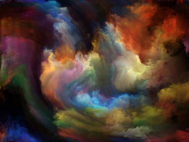 Girdap Döndürme ve Girdap serisi. Sanat, yaratıcılık ve hayal gücü konuları için tuval üzerinde renk ve hareketin grafiksel bileşimi