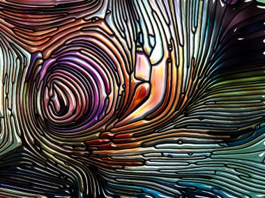 Sıvı Desen serisi. Lekeli cam tasarımından oluşan sanatsal soyutlama Doğa, güzellik ve maneviyat üzerine Art Nouveau 'yu anımsatıyor.