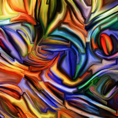 Desen renk serisi. Boyalı vitray desen yaratıcı düzenleme konuda hayal gücü, yaratıcılık ve sanat kavramı mecaz olarak