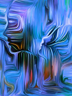 İç geometri serisi. Karma gravür ve suluboya tarzı, insan ruhunun, iç drama, sanat, şiir ve Maneviyat konuda işlenen insan formu