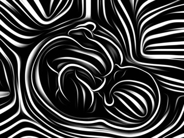 İç geometri serisi. İnsan bebek insan ruhunun, iç tiyatro, sanat, şiir ve Maneviyat konusundaki geleneksel gravür tarzında render