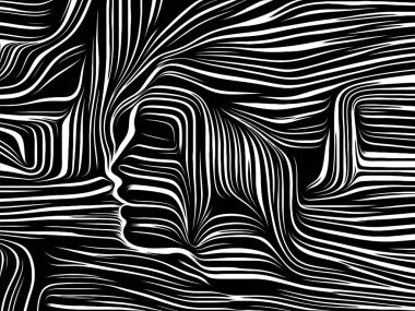 İç geometri serisi. Tasarım projeleri için fon olarak hizmet etmek için insan yüzü geleneksel gravür tarzda işlenen yapılmış insan ruhunun, iç tiyatro, sanat, şiir ve maneviyat ile ilgili