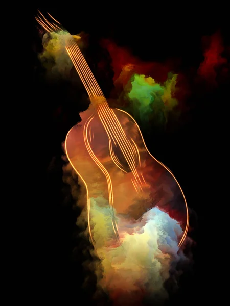 Hudební Série Sen Creative Uspořádání Kytara Abstraktní Barevné Barvy Pro — Stock fotografie