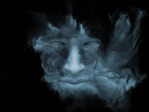 Série Nevoeiro Mental Renderização Rosto Humano Transformado Com Tinta Fractal — Fotografia de Stock