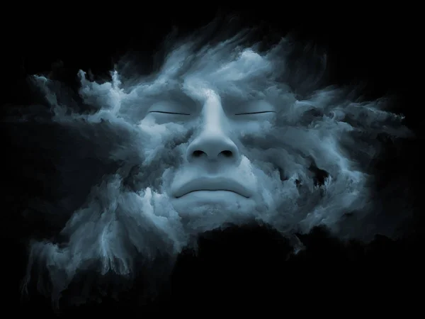Σειρά Ομίχλη Μυαλό Απεικόνιση Που Αποτελείται Από Ανθρώπινο Πρόσωπο Που — Φωτογραφία Αρχείου