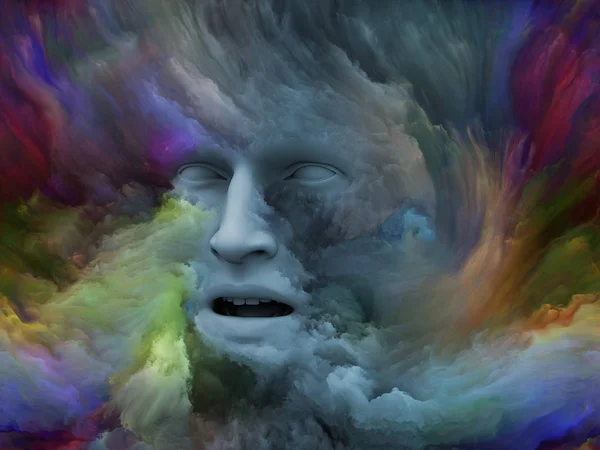 Série Nevoeiro Mental Ilustração Feita Rosto Humano Transformado Com Tinta — Fotografia de Stock