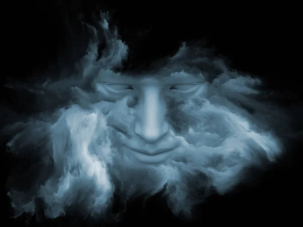 霧シリーズを気に フラクタルのペイントで変身した人間の顔の イラストは 創造性 想像力と人間の心の内的世界 — ストック写真