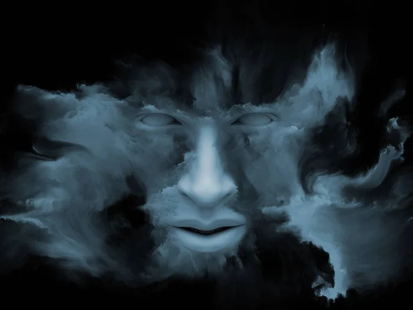 Σειρά Ομίχλη Μυαλό Απεικόνιση Του Ανθρώπινου Προσώπου Που Μεταμορφώθηκε Κλαστικό — Φωτογραφία Αρχείου