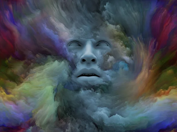 Przeszkadza Mgła Serii Renderowania Ludzką Twarzą Przekształcone Farba Fraktal Jako — Zdjęcie stockowe