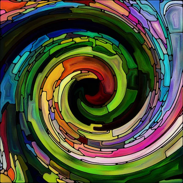 Serie Spiral Twirl Composizione Vetro Colorato Modello Vortice Frammenti Colore — Foto Stock