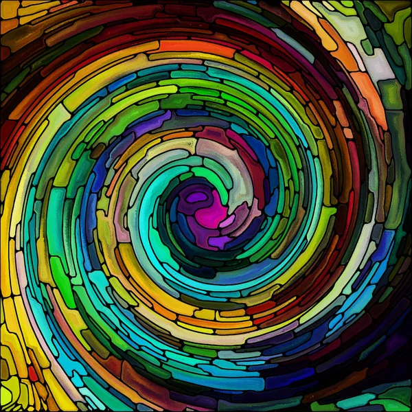 Serie Espiral Twirl Arreglo Creativo Del Patrón Remolino Vidrieras Fragmentos —  Fotos de Stock