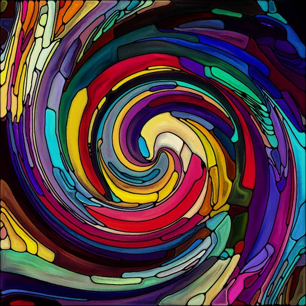 Спіральна Серія Twirl Абстрактне Розташування Вітражного Вихрового Візерунка Кольоровими Фрагментами — стокове фото