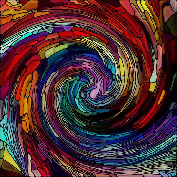 Serie Espiral Twirl Arreglo Abstracto Del Patrón Remolino Vidrieras Fragmentos —  Fotos de Stock
