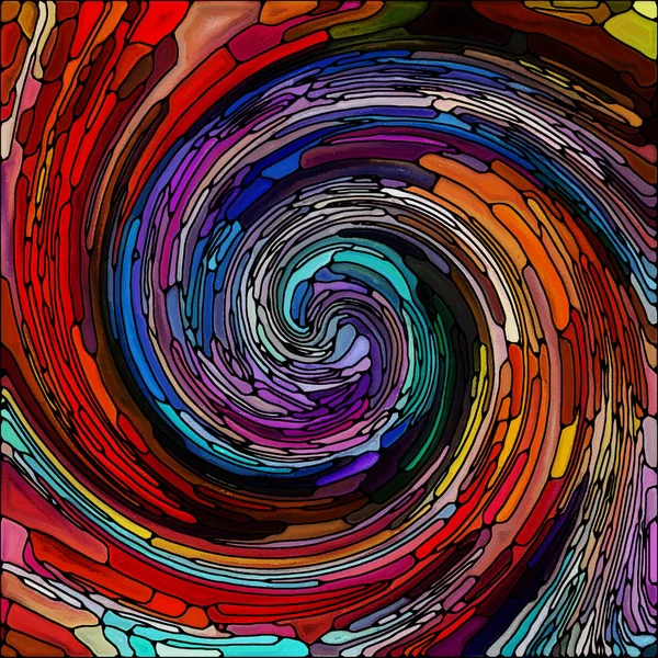 Spiral Burgu Serisi Görsel Kompozisyon Vitray Girdap Desen Renk Parçaları — Stok fotoğraf