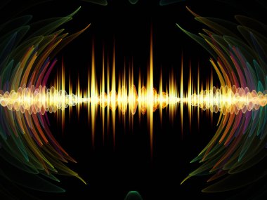 Dalga fonksiyonu serisi. Bileşimi renkli sinüs titreşimler, ışık ve ses ekolayzer, müzik projeleri için fon olarak hizmet etmek için fraktal öğeleri spektrum ve kuantum olasılık