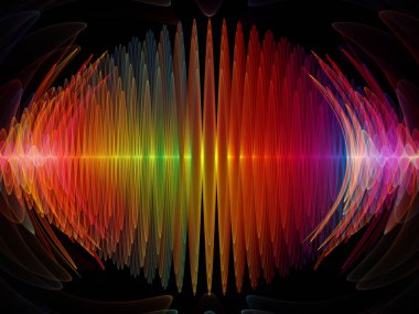 Dalga fonksiyonu serisi. Zemin renkli sinüs titreşimler, ışık ve ses ekolayzer, müzik konusunda tasarımlar tamamlayacak fraktal öğeleri spektrum ve kuantum olasılık