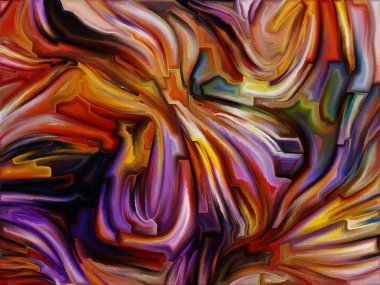 Parçalanmış Dünya serisinin birliği. Hayal gücü, yaratıcılık sanatı ve tasarım konularındaki renk parçalarından oluşan boyalı cam desenlerden oluşan soyut tasarım