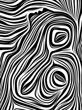 İç geometri serisi. İnsan insan ruhunun, iç tiyatro, sanat, şiir ve Maneviyat konusundaki geleneksel gravür tarzında render yüzü bileşimi