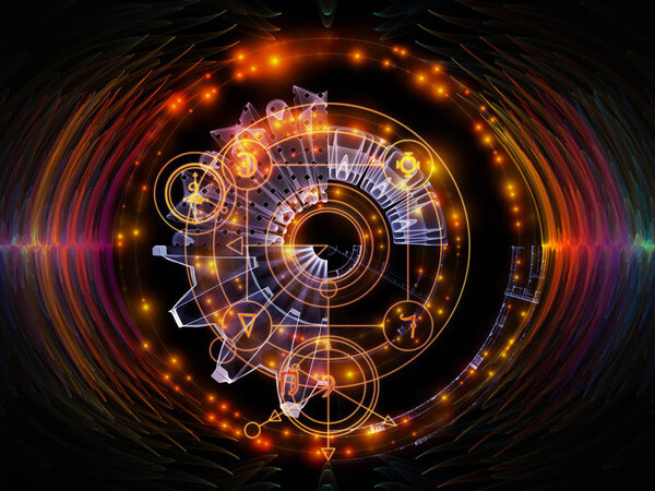 Astral Glow series. Abstract design made of sacred geometry lines, astrology symbols and lights on the subject of spirituality, magic and mysticism