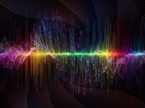 波動関数のシリーズ 色正弦振動 音のイコライザー 音楽上のプロジェクトに適した背景としてフラクタルの要素の組成スペクトルと量子確率 — ストック写真