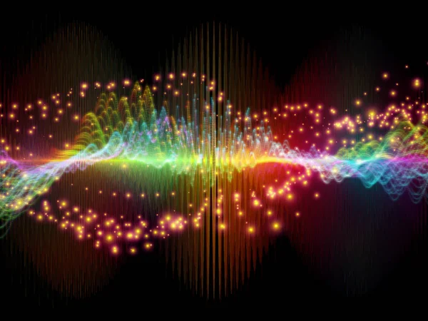 Wave Function series. Abstract design made of colored sine vibrations, light and fractal elements on the subject of sound equalizer, music spectrum and  quantum probability