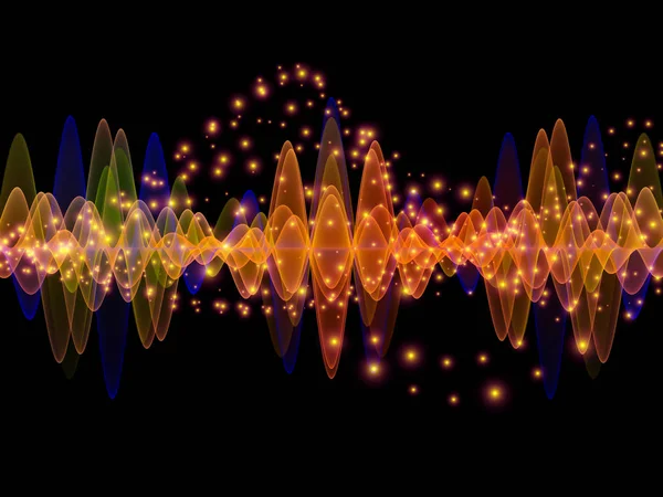 Wave Function series. Composition of colored sine vibrations, light and fractal elements suitable as a backdrop for the projects on sound equalizer, music spectrum and  quantum probability