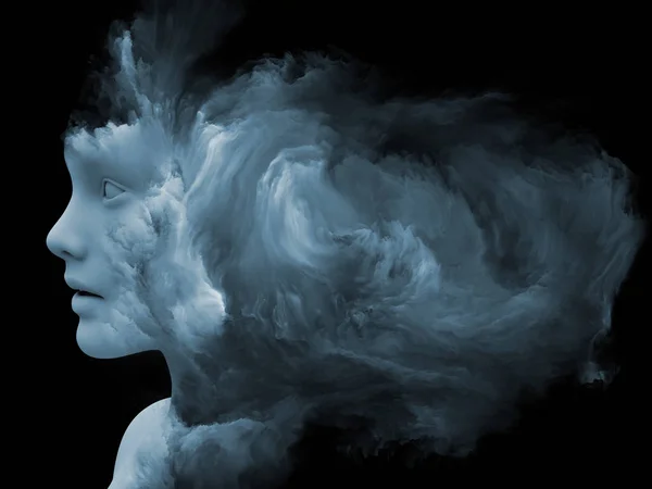 Serie Mind Fog Representación Hecha Cabeza Humana Transformada Con Pintura —  Fotos de Stock