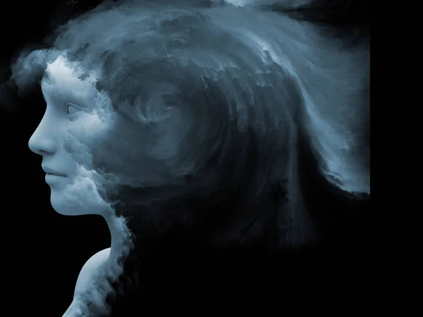 Серія Mind Fog Візуалізація Людського Обличчя Фрактальною Фарбою Підходить Фон — стокове фото