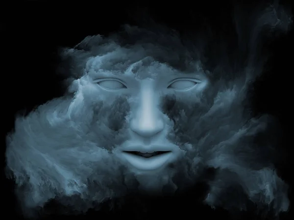 Mind Fog Series Rendering Made Human Head Morphed Fractal Paint — Stock Photo, Image
